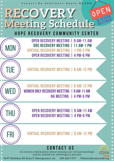 celebrate recovery meeting schedule.